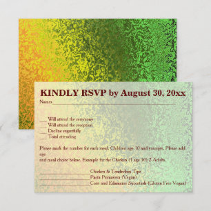 Autumn Shades of Green and Yellow Wedding RSVP Invitation