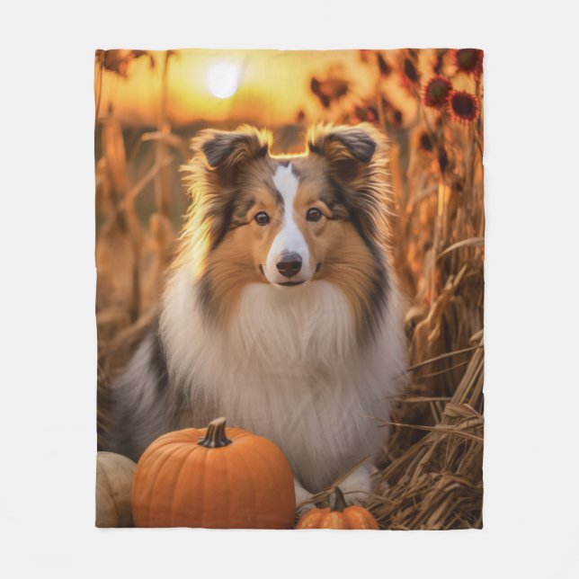 Autumn Sheltie Fleece Blanket (Front)