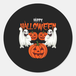 Autumn shirt with pumpkin face ghosts of autumn  classic round sticker