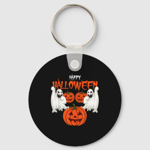Autumn shirt with pumpkin face ghosts of autumn  key ring