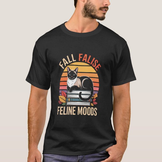 Autumn Siamese Cat - Fall Feline Moods T-Shirt (Front)