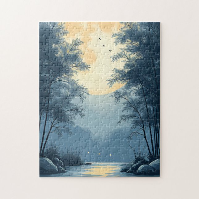 Autumn Silence in the Zen Garden Jigsaw Puzzle (Vertical)