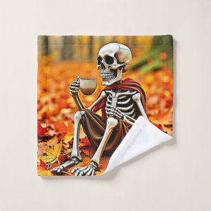 Autumn Skeleton Coffee Break Design Bath Towel Set