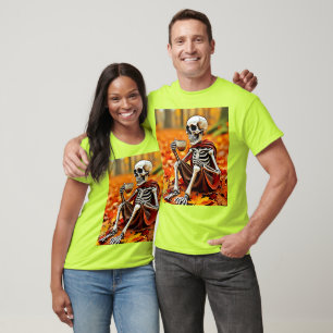 Autumn Skeleton Coffee Break Design T-Shirt