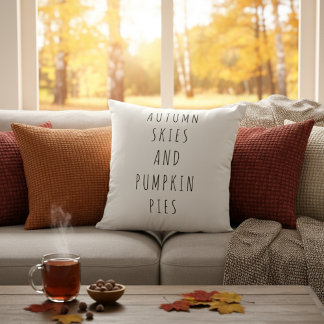 Autumn Skies and Pumpkin Pies Minimalist Fall Cushion
