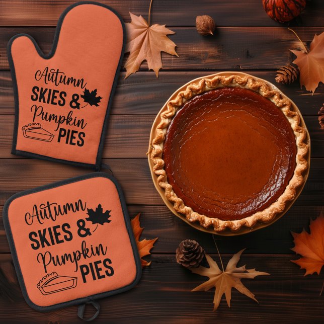 Autumn Skies & Pumpkin Pies Fall Oven Mitt & Pot Holder Set (Creator Uploaded)