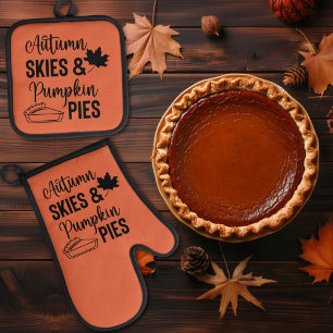 Autumn Skies & Pumpkin Pies Fall Oven Mitt & Pot Holder Set