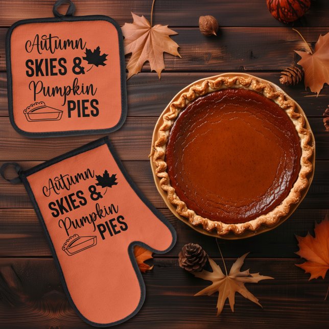 Autumn Skies & Pumpkin Pies Fall Oven Mitt & Pot Holder Set (Creator Uploaded)