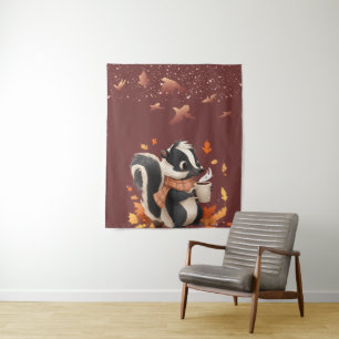 Autumn Skunk Cosiness Tapestry Cute Fall Animal