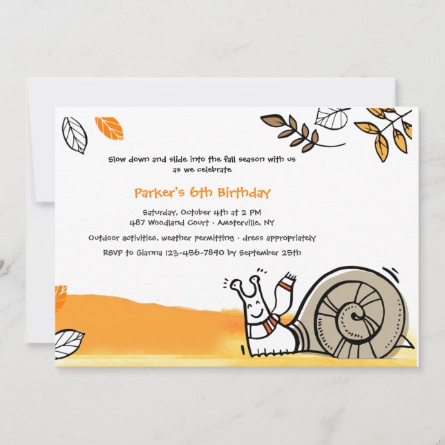 Autumn Snail Invitation (Front)