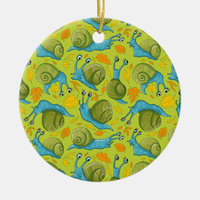 Autumn snails ceramic tree decoration (Front)