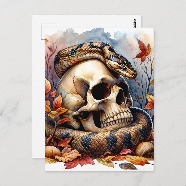 Autumn Snake With Skull Postcard (Front/Back)