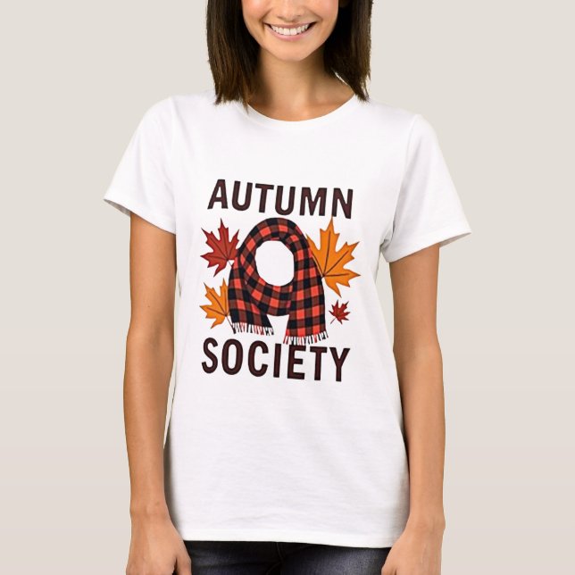 Autumn Society – Personalised Plaid Letter Fill T-Shirt (Front)