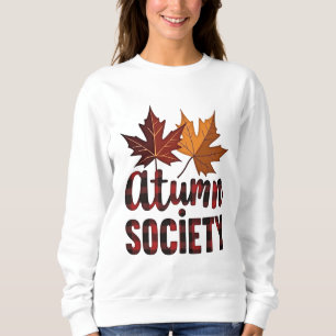 Autumn Society Plaid Lettering Fall Sweatshirt