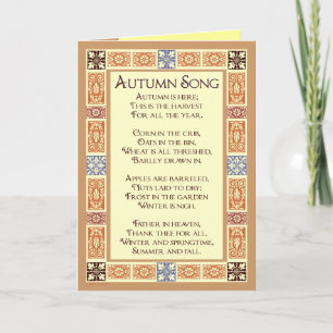 Autumn Song Thanksgiving Poem Greeting Cards
