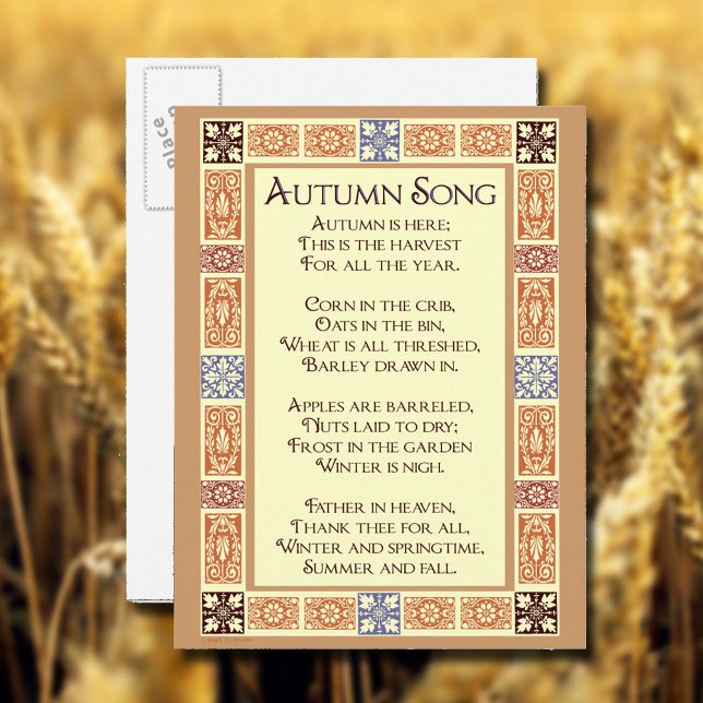Autumn Song Thanksgiving Poem Postcard (Creator Uploaded)
