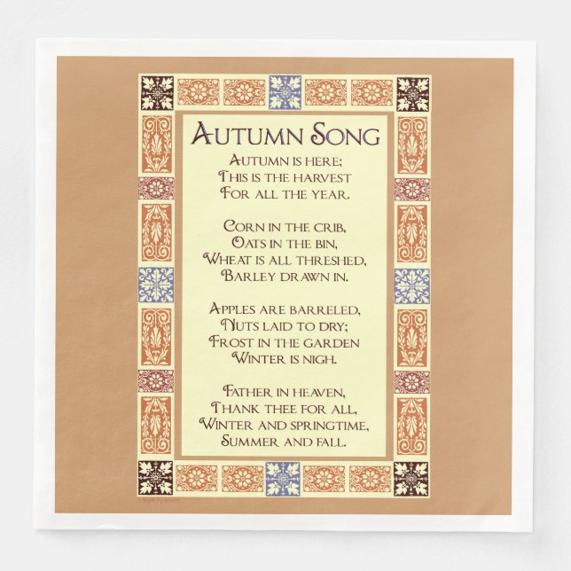 Autumn Song Vintage Harvest Art  Napkin (Front)