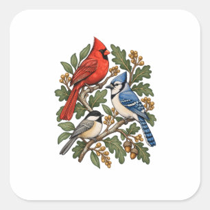 Autumn Songbird Trio for a Nature Journal Square Sticker