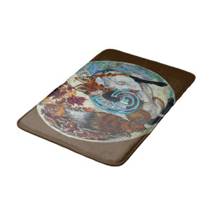 Autumn Spiral Fox Bath Mat