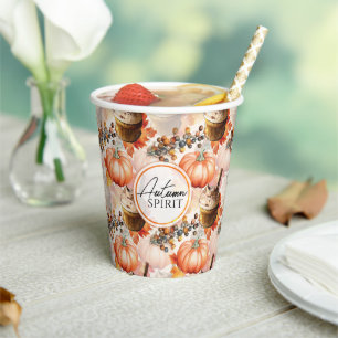 Autumn Spirit Cosy Watercolor Pattern Paper Cups