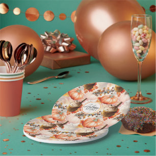 Autumn Spirit Cosy Watercolor Pattern Paper Plate