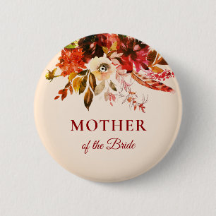 Autumn Splendor Ivory Blush Mother Of The Bride 6 Cm Round Badge