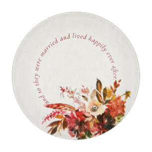 Autumn Splendor Watercolor Floral Ivory Wedding Cutting Board