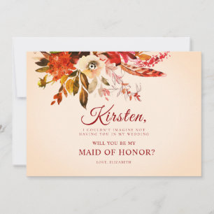 Autumn Splendour Floral Ivory Be My Maid Of Honour Invitation