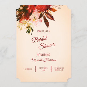 Autumn Splendour Floral Ivory Bridal Shower Invitation