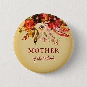 Autumn Splendour Gold Blush Mother Of The Bride 6 Cm Round Badge