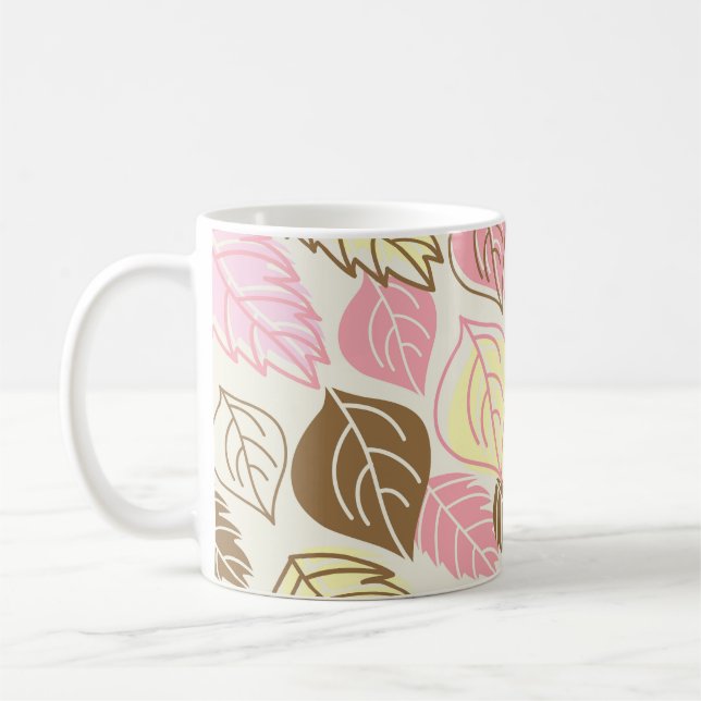 Autumn Splendour: Leaf Seamless Pattern Coffee Mug (Left)