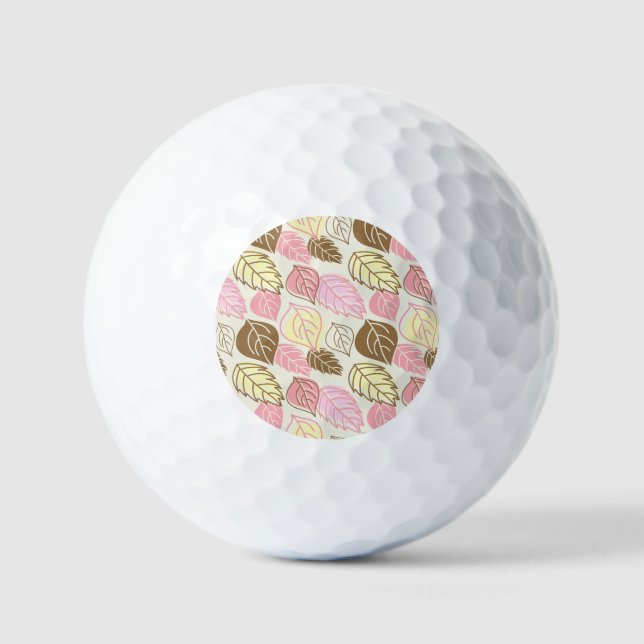 Autumn Splendour: Leaf Seamless Pattern Golf Balls (Front)