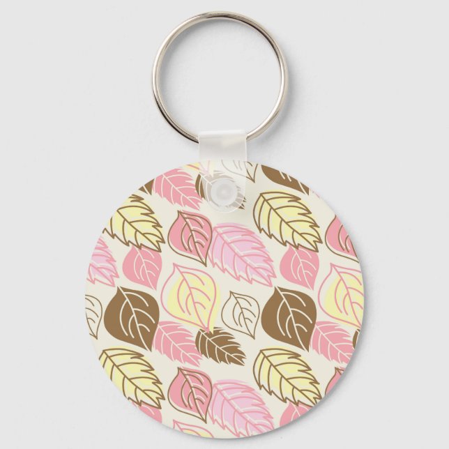 Autumn Splendour: Leaf Seamless Pattern Key Ring (Front)