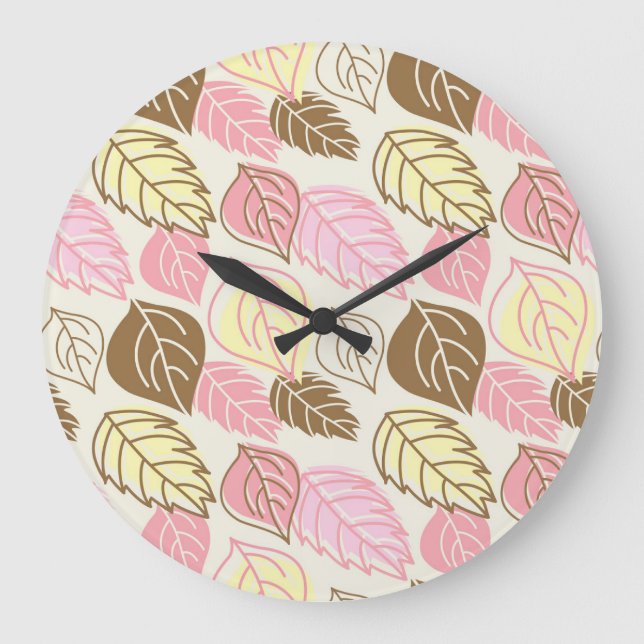 Autumn Splendour: Leaf Seamless Pattern Large Clock (Front)