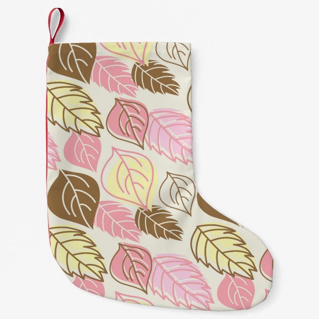 Autumn Splendour: Leaf Seamless Pattern Small Christmas Stocking (Front)