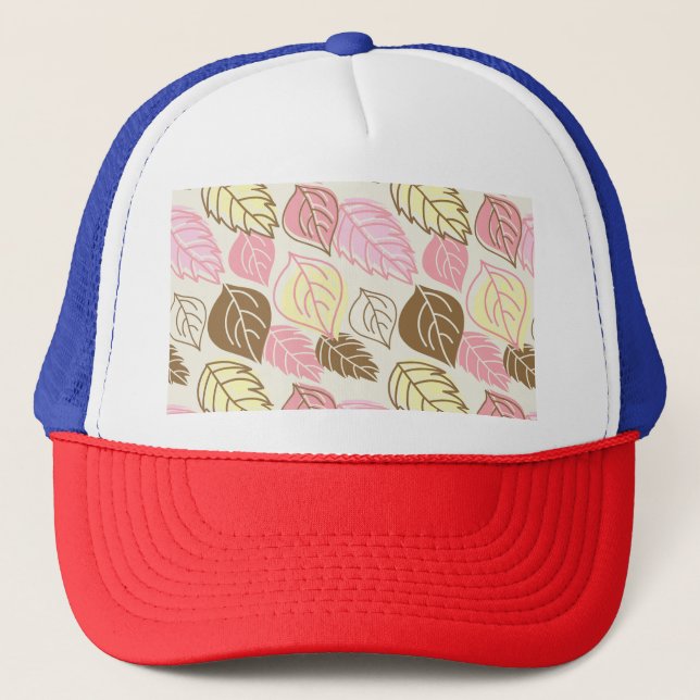 Autumn Splendour: Leaf Seamless Pattern Trucker Hat (Front)