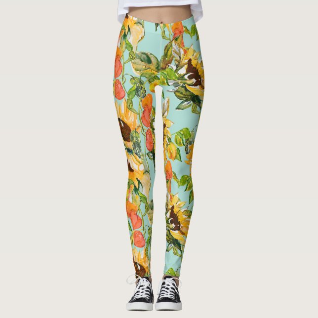 Autumn Splendour: Seamless Nature Pattern Leggings (Front)