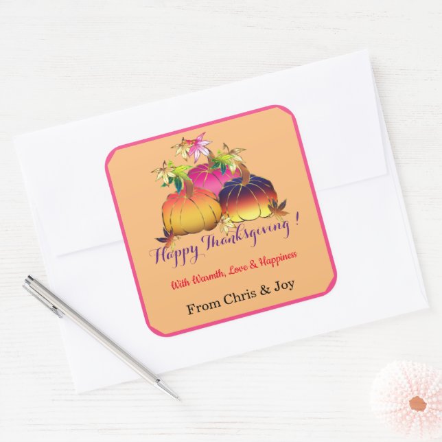 Autumn Splendour Whimsical Square Sticker (Envelope)