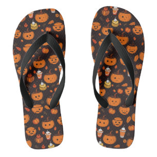 Autumn Spooky Pumpkin Pizzazz Party Jandals