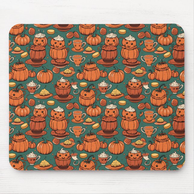 Autumn Spooky Pumpkin Pizzazz Party Mouse Pad (Front)