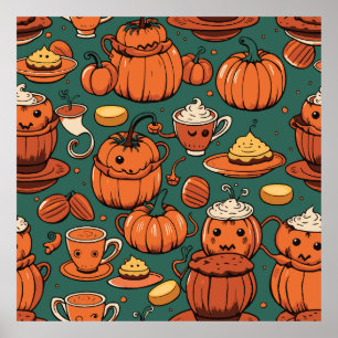 Autumn Spooky Pumpkin Pizzazz Party Poster