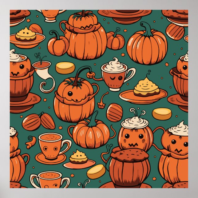 Autumn Spooky Pumpkin Pizzazz Party Poster (Front)