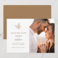 Autumn Sprig Fall Wedding Photo Save The Date Card