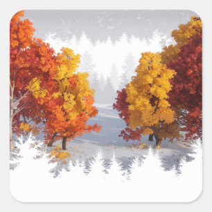 Autumn square sticker