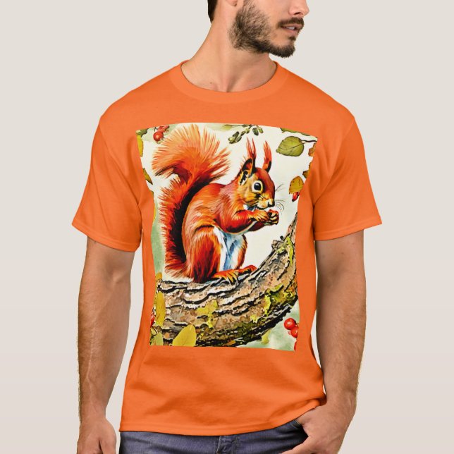 Autumn Squirrel Art T-Shirt (Front)