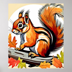Autumn Squirrel Charm Design Poster