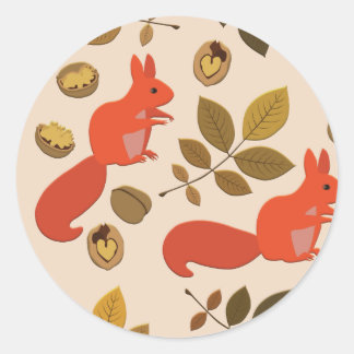 Autumn Squirrel Classic Round Sticker
