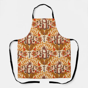 Autumn squirrel on off white apron