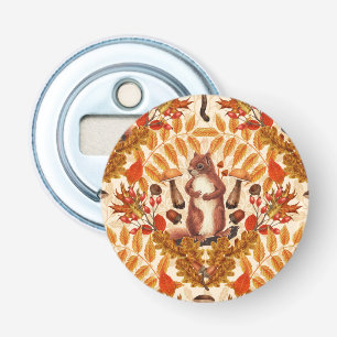 Autumn squirrel on off white bottle opener
