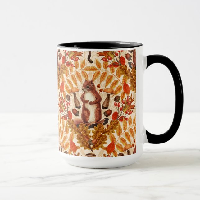 Autumn squirrel on off white mug (Right)